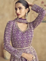 Light Violet Real Georgette Anarkali Suit